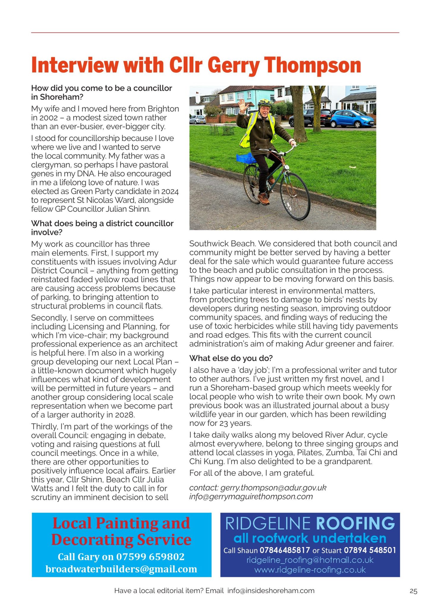 Page from magazine containing interview